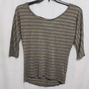 Candie's gray & gold striped top, Small